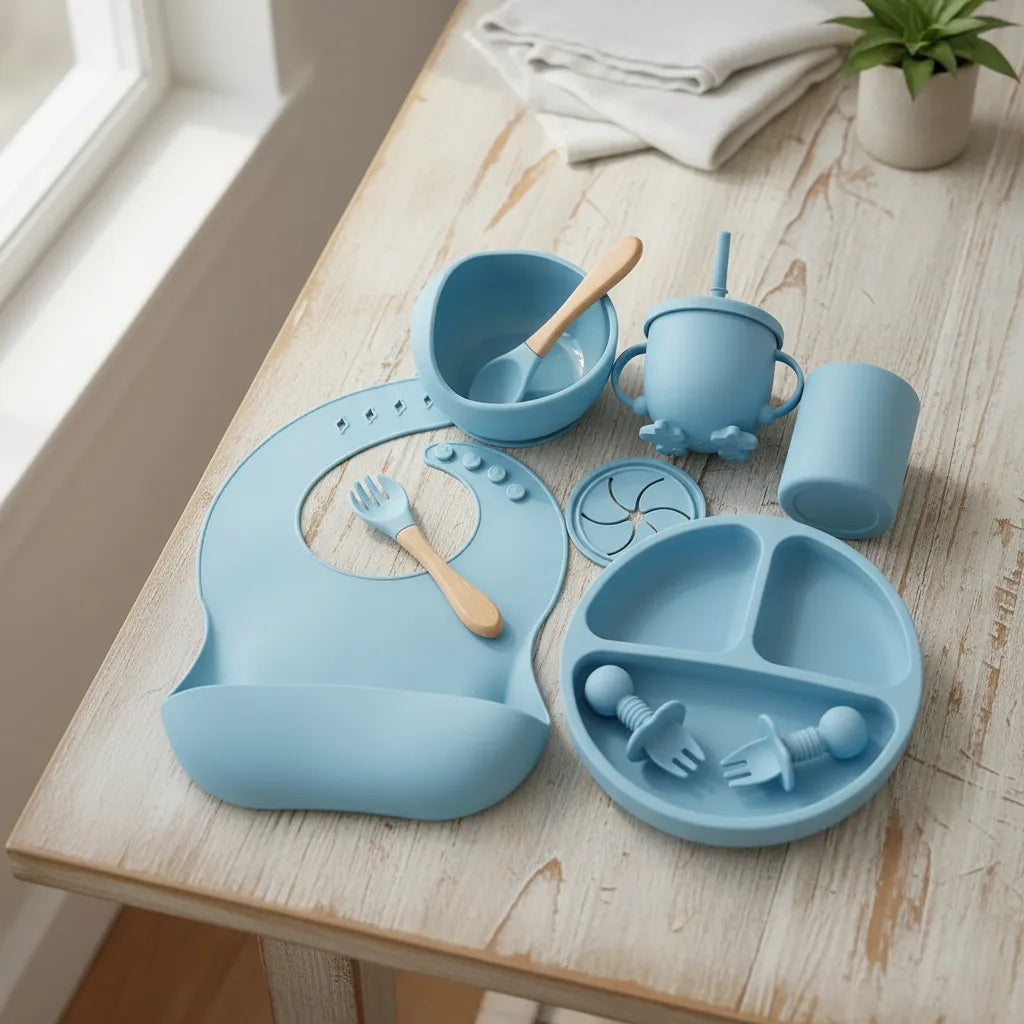 Kit De Destete Vajilla De Silicona Premium Con Babero