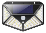 Foco Solar 100 Led Sensor Movimiento De Exterior Pared Color De La Carcasa Negro
