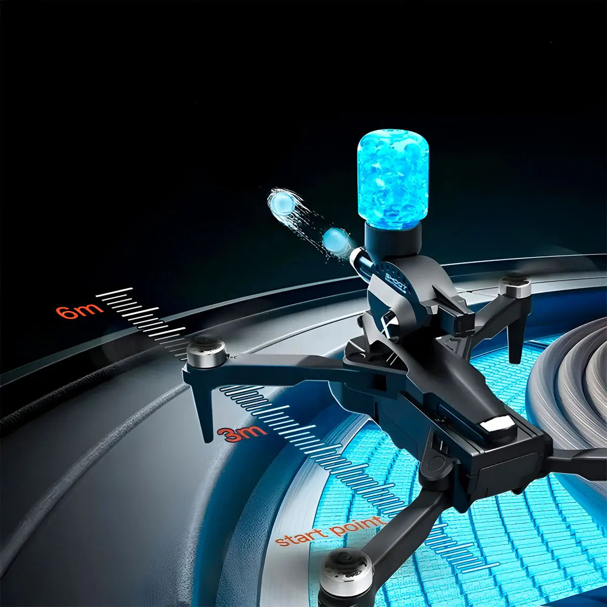 Drone 360 Control Cámara Lanzador Balas Hidrogel De Combate