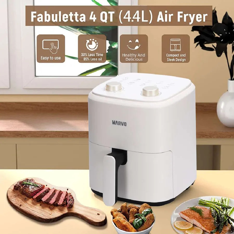 Freidora Sin Aceite Marvo 4,4lts Antiadherente 1350w Color Blanco