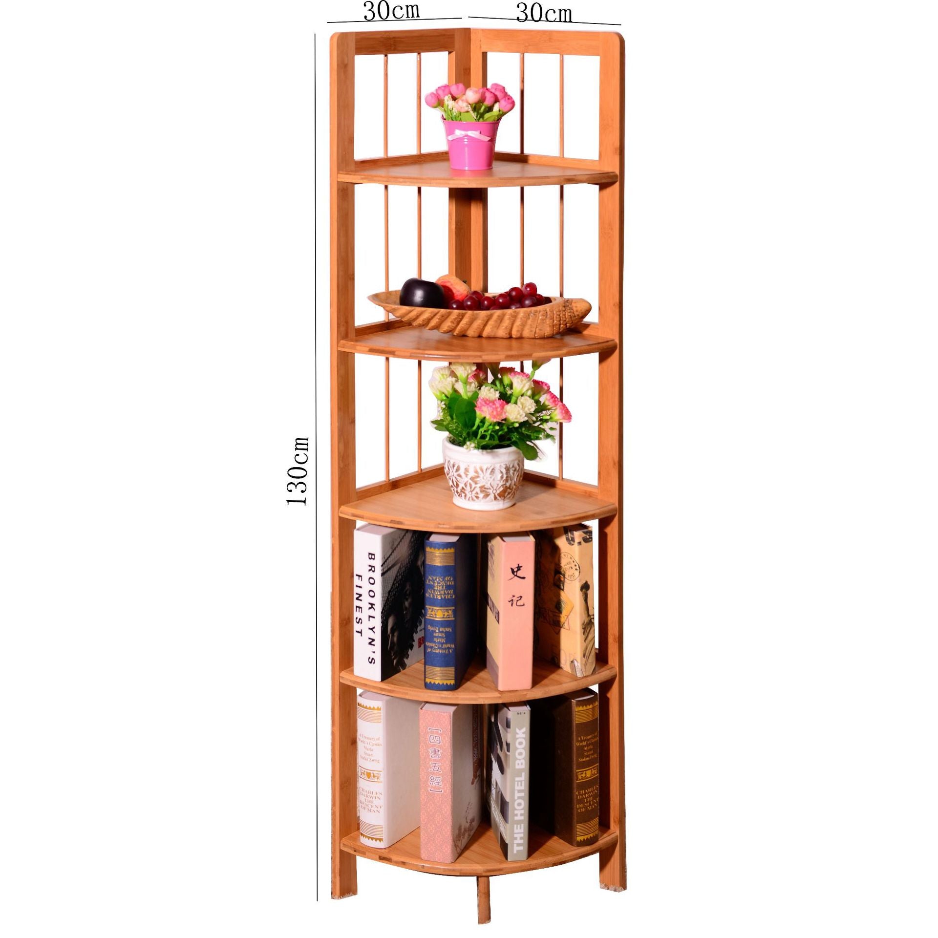 Estantería Mueble Esquinero De Bambú 5 Estantes En Caja