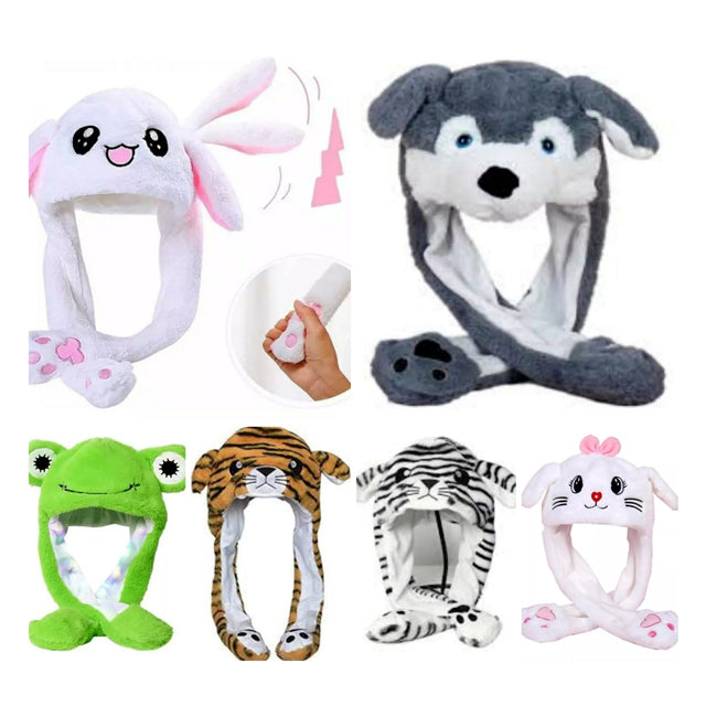 Gorro de animales con orejas móviles y luz led.