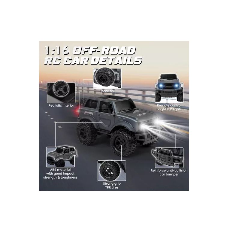 Jeep camioneta 4x4 control remoto con luces led todo terreno