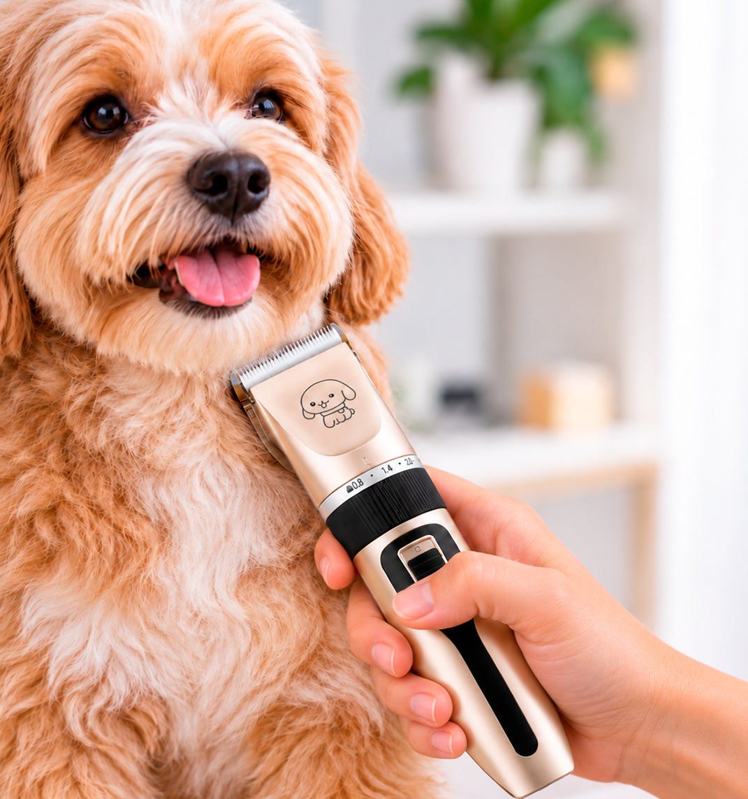 Cortadora De Pelo Inalámbrica Dorado Para Mascotas Con Peine