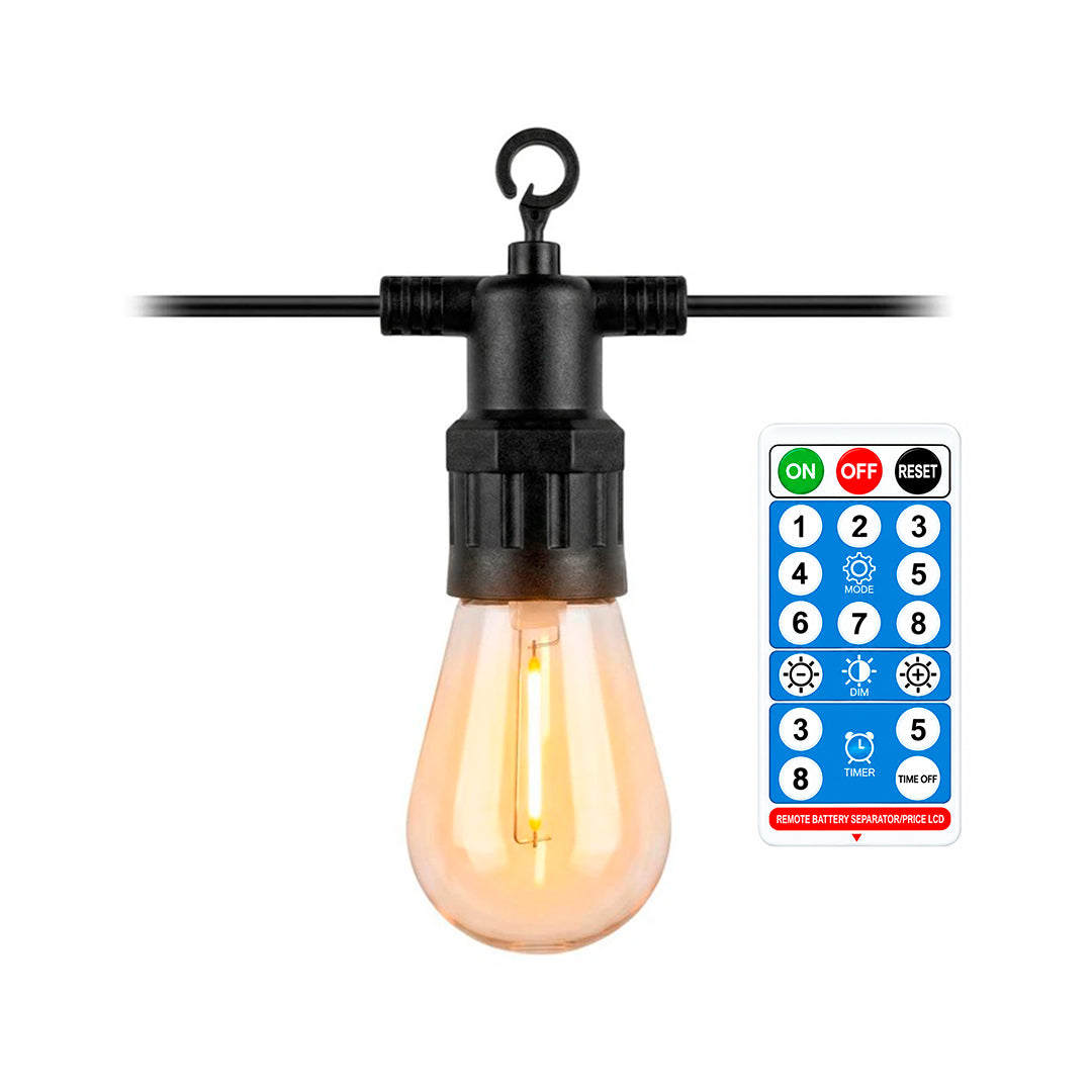 Guirnalda Solar 10 Luces Led Cálidas 7.5m Con Control
