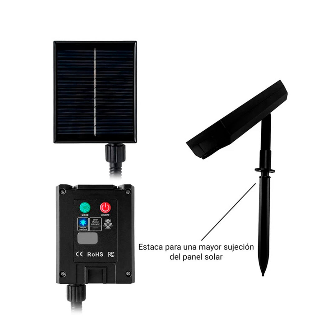 Guirnalda Solar 10 Luces Led Cálidas 7.5m Con Control