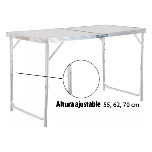 Mesa plegable de aluminio 120 x 60cm