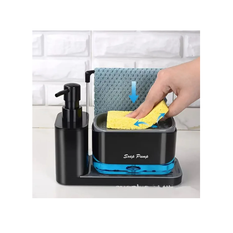 Set De Dispensadores De Jabon C/ Esponja Y Soporte Repasador