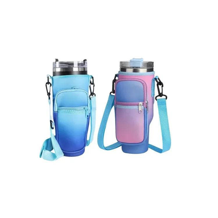 Bolso De Neopreno Para Vaso Térmico Celular Tarjetas Plata