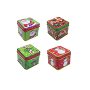 Caja De Lata Con Diseño Navideño 8x8x6.5cm