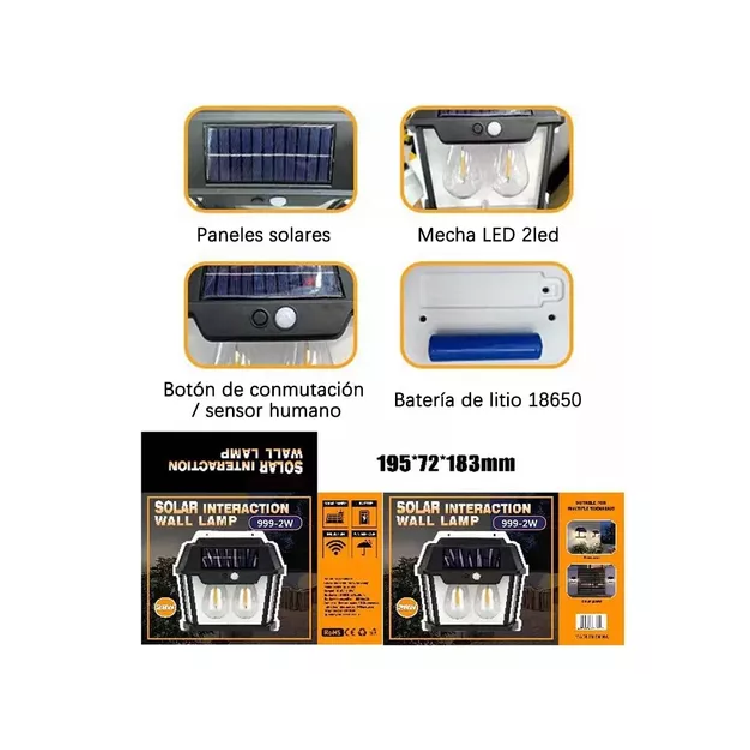Lampara solar doble con sensor