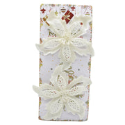 Adorno De Navidad Flores Blancas X2 Unidades 14cm