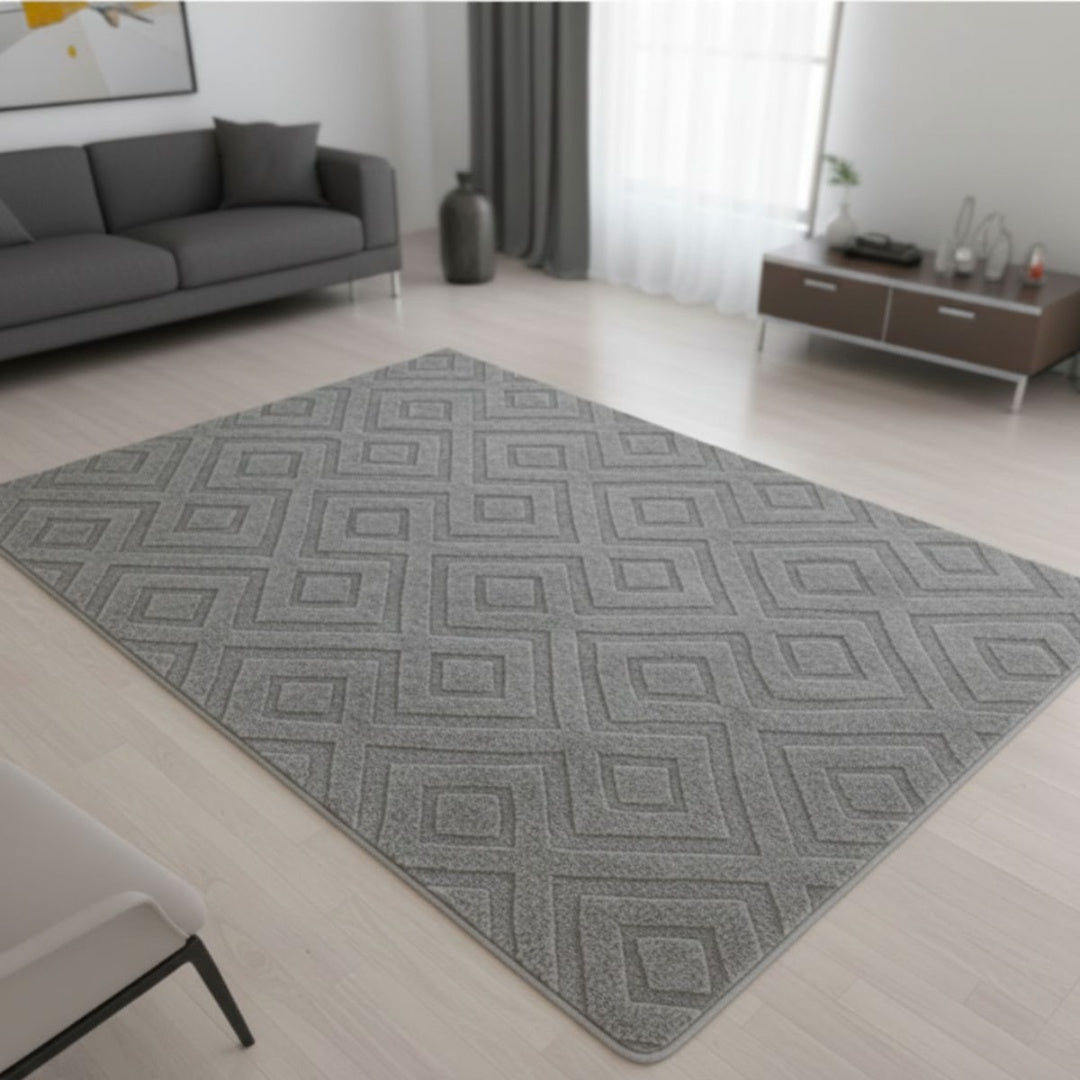 Alfombra De Área Con Relieves 80x160cm Gris