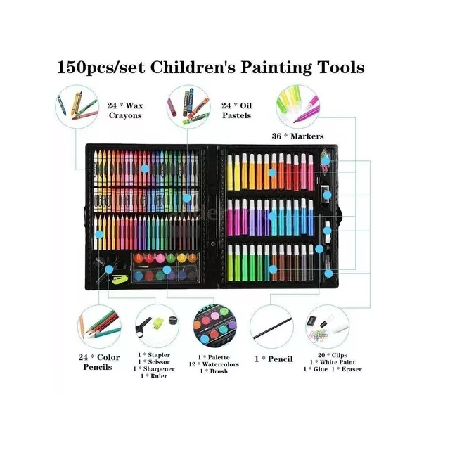 Valija set arte escolar maletin didáctico 150 piezas