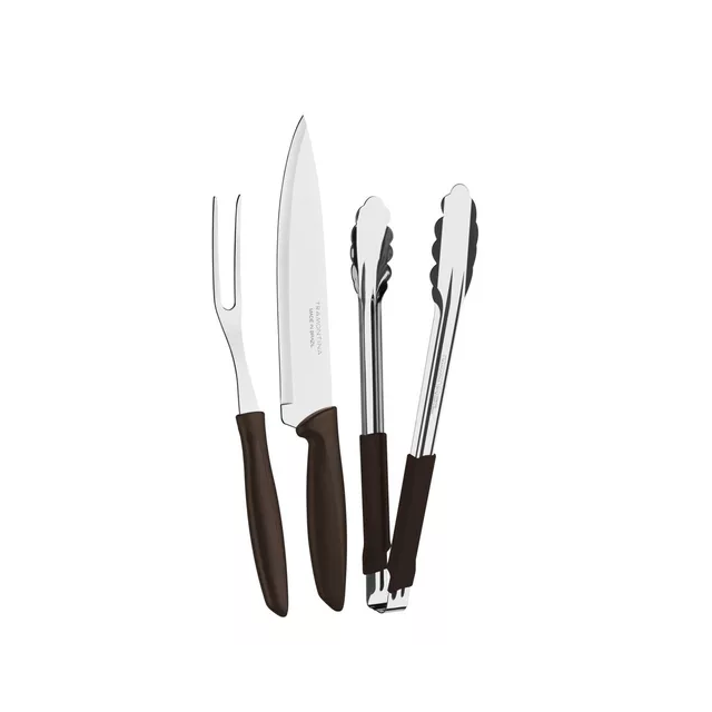 Juego de asado grande 3 piezas, cuchillo, pinza, pincho tramontina