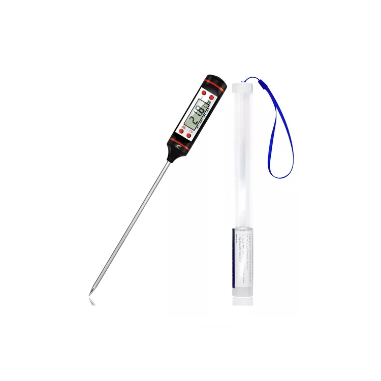 Termometro Digital Cocina Lcd Pinchacarne Liquido Acero Inox