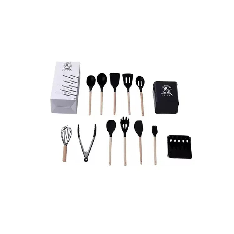 Juego Menage 13 Piezas En Silicona Y Madera + Contenedor