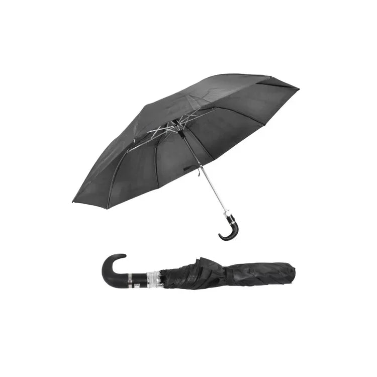 Paragua Negro Corto Ideal Protección Para La Lluvia Y El Sol