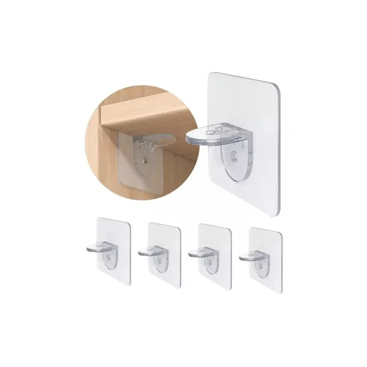 Soporte Plástico Para Estantes Set X4 Piezas Clips Adhesivo