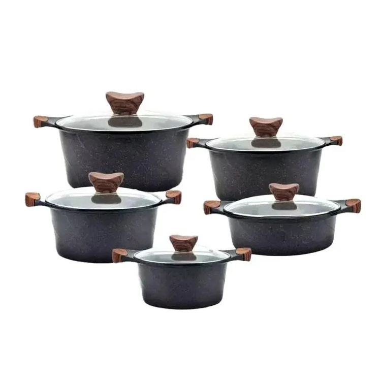 Set De 8 Piezas Ollas De Granito Granite Antiadherente Negro