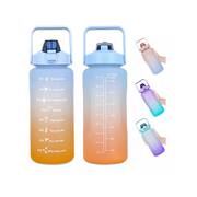 Botella de agua deportiva hidratación motivacional 2 litros
