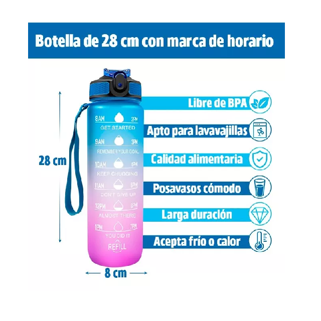 Botella motivacional de 1L