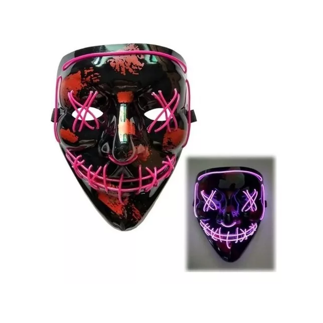 Máscara led la purga halloween colores calidad color rosa diseño rosa