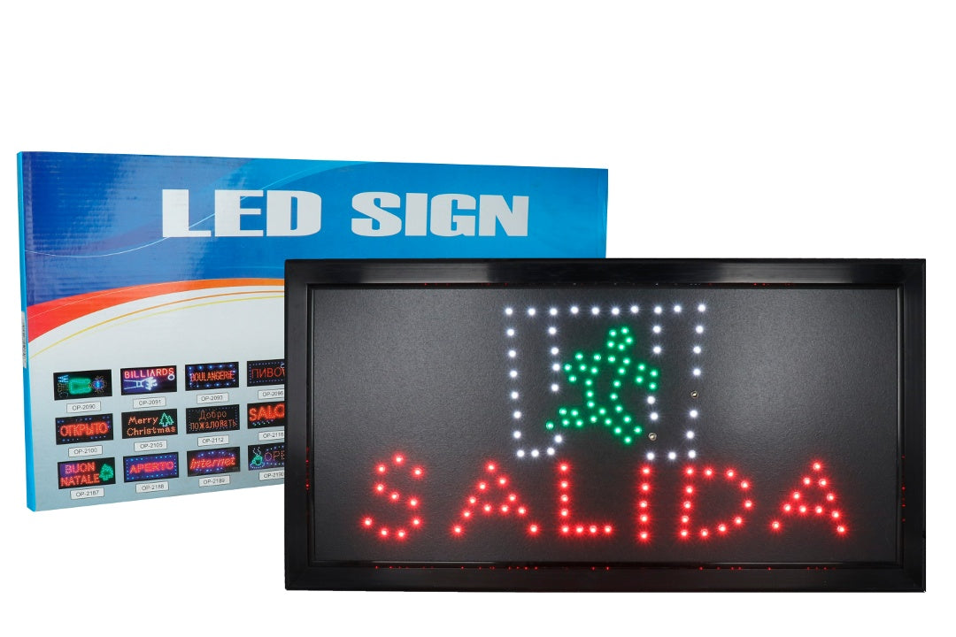 Cartel Led Salida Rectangular Medidas 48 X 25 Cm Negro