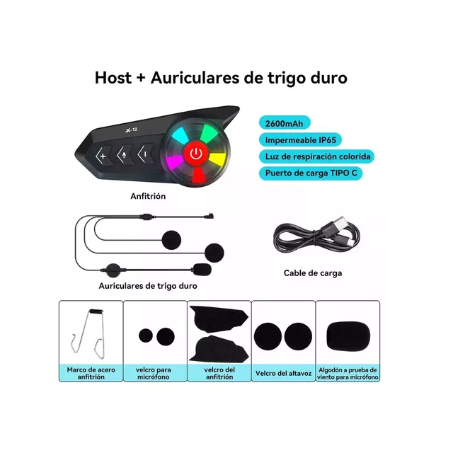 Intercomunicador para moto bluetooth inalámbrico Rgb