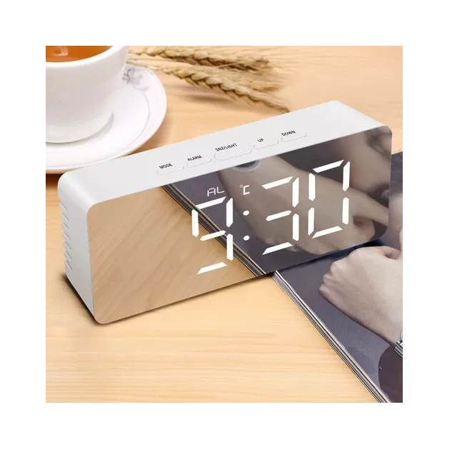 Reloj despertador tipo espejo temperatura led calidad atrix