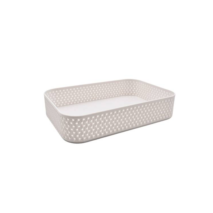 Canasto Plástico Calado Blanco 22x15x4.5cm