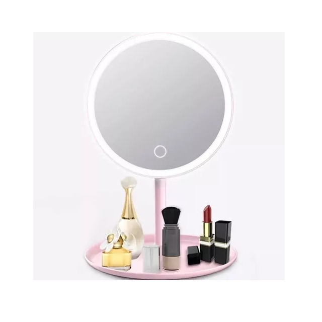 Espejo con luz led para maquillaje 3 modos recargable Usb