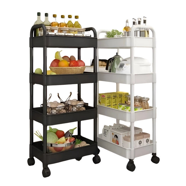 Carrito Organizador Con Ruedas 4 Niveles Multiuso Negro