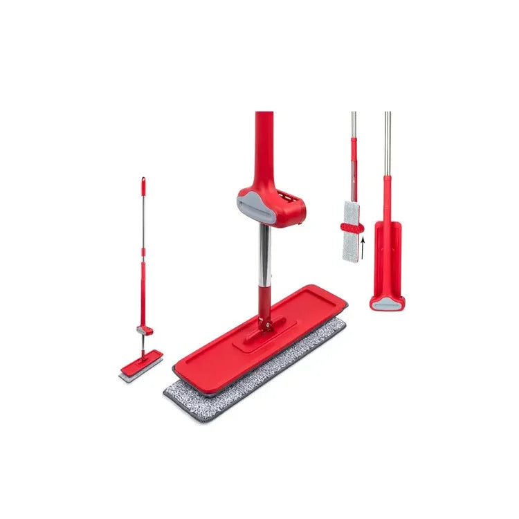 Set Mopa Plana Para Pisos Con Escurridor Acero Inox Plástico