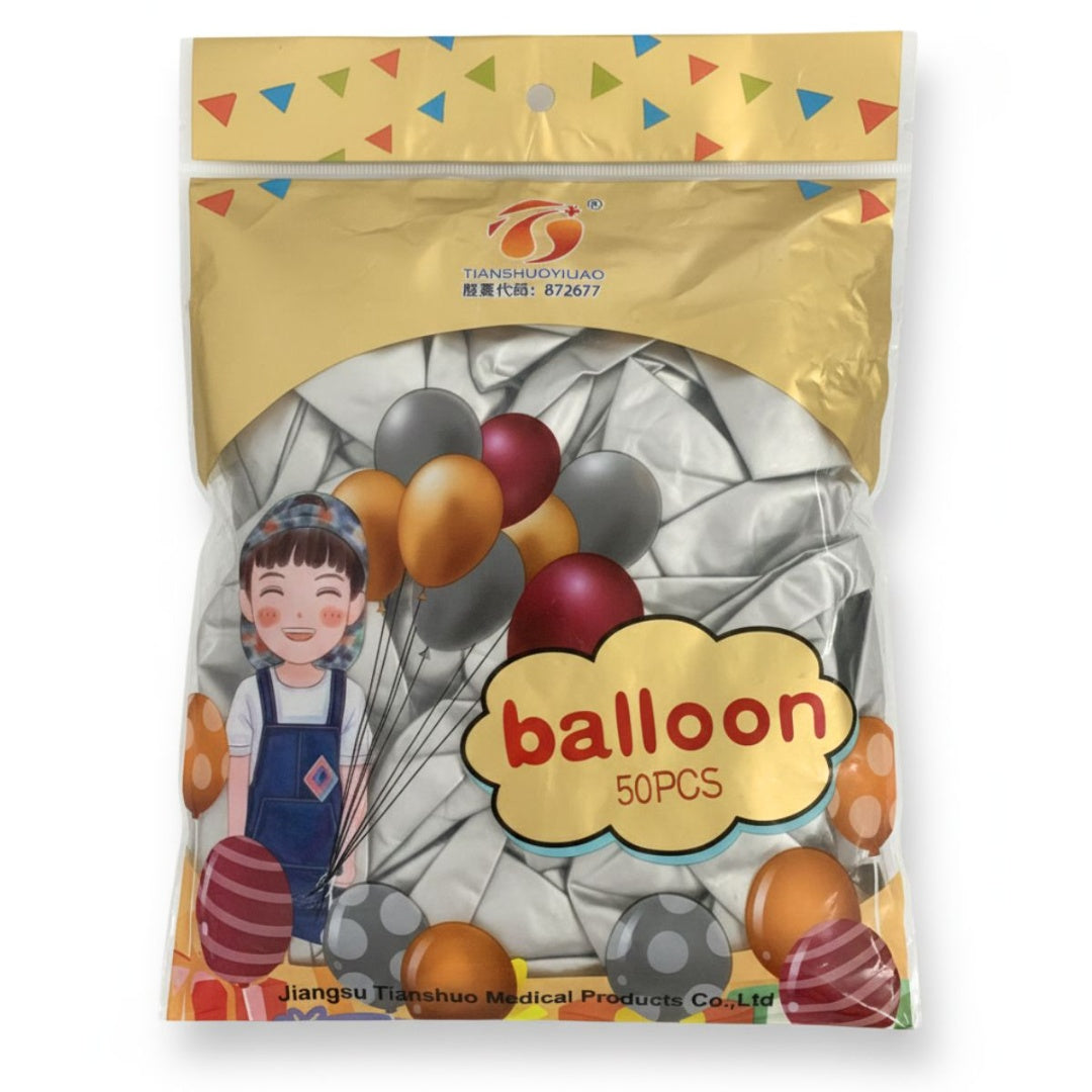 Globos Plateados 12 Pulgadas X50 Unidades
