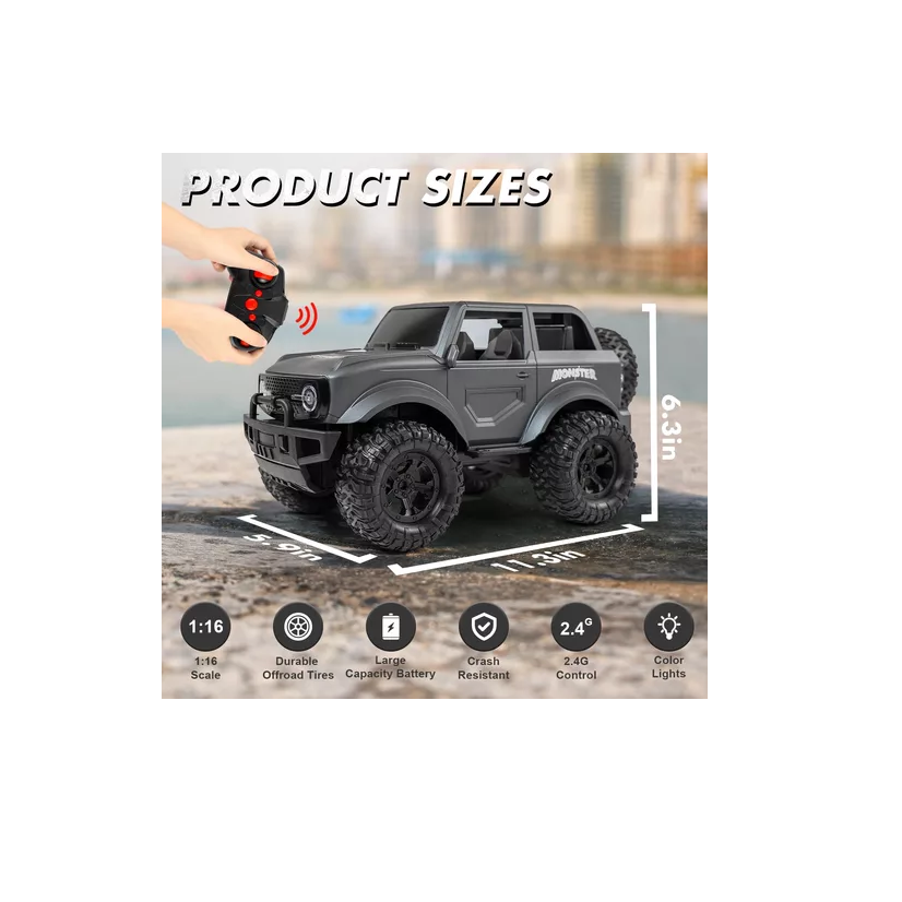 Jeep camioneta 4x4 control remoto con luces led todo terreno