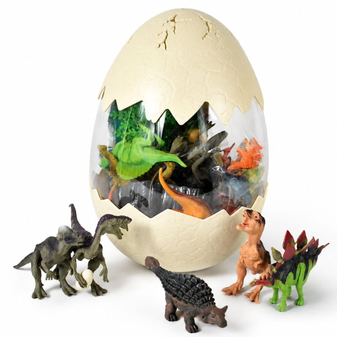 Huevo Gigante Con Dinosaurios Y Accesorios 25cm Juguete