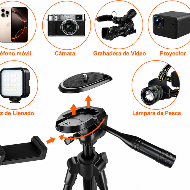 Trípode De Cámara Trípode Móvil Rotación De 360 Grados Negro