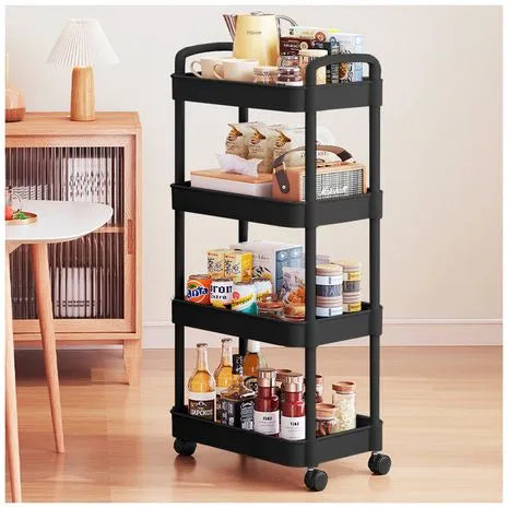 Carrito Organizador Con Ruedas 4 Niveles Multiuso Negro