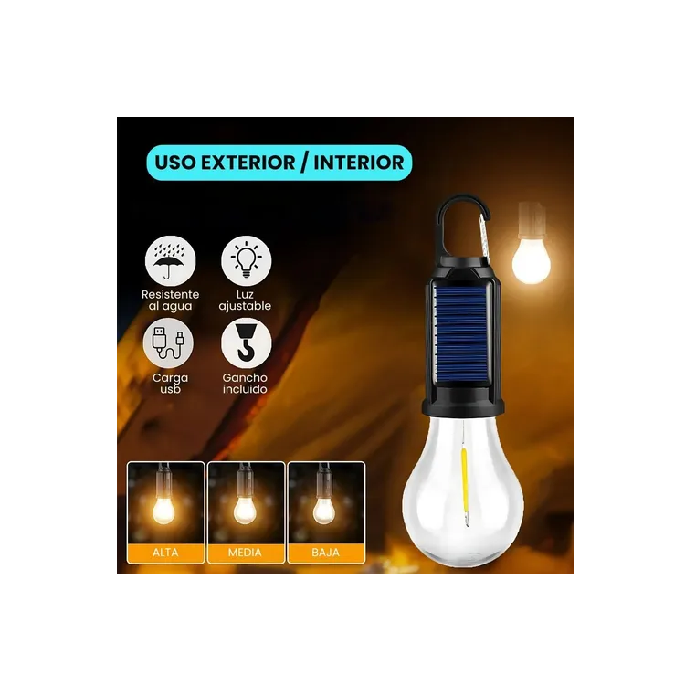 Bombita Led Recargable Solar Usb Individual Portátil