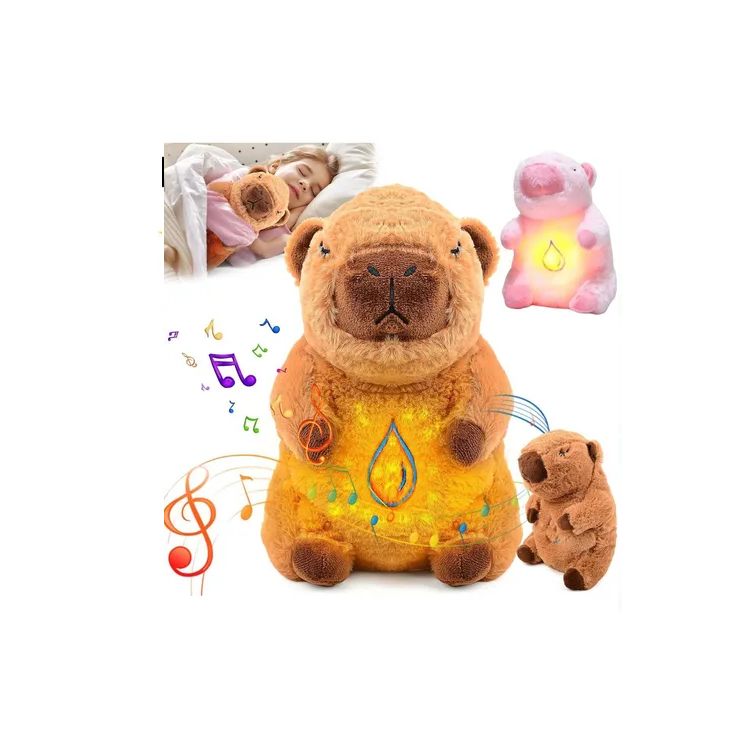 Peluche Capibara Con Luz Música Respira Infantil Niños