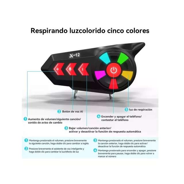 Intercomunicador para moto bluetooth inalámbrico Rgb