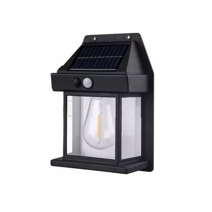 Farol solar de pared + sensor movimiento luz cálida exterior