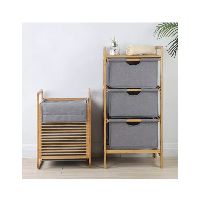 Estante mueble organizador baño de bambú con 3 cajones hogar