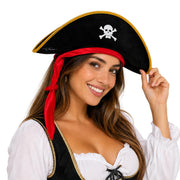 Gorro Pirata Terciopelo Negro Calavera Disfraz Halloween