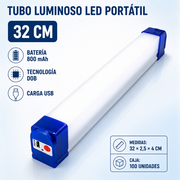 Tubo Led Recargable Emergencia 32cm Gaon Carga Usb Habitació