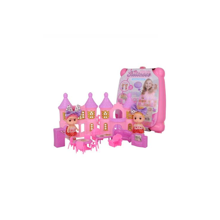 Valija Con Castillo Para Muñecas Y Accesorios 22 X 17 X 7 Cm