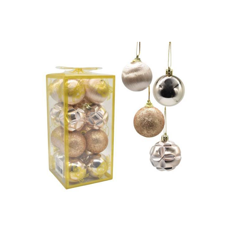 Bolas De Navidad 5cm Champagne X16 Unidades Decoración Árbol