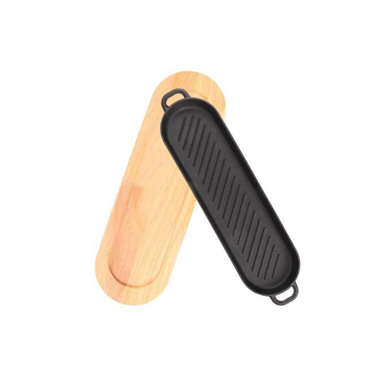 Plancha Hierro Fundido Mango Base Tabla Picar Madera Estufa