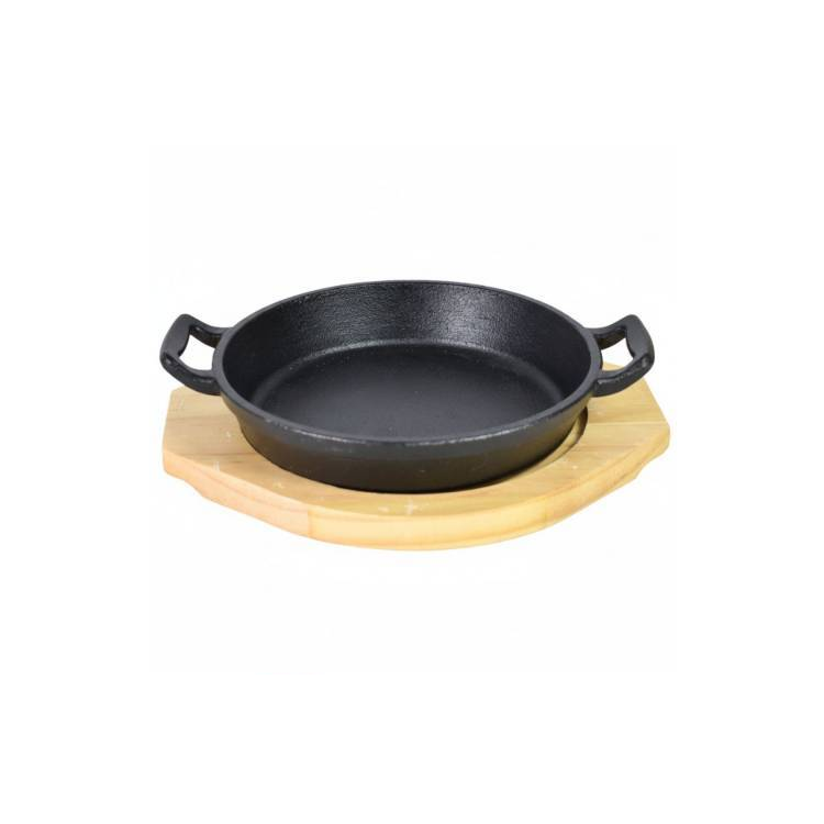 Plancha De Hierro Fundido Con Base De Madera 18cm